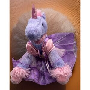 Unicorn Lying Plush Toy Stuffed Animal Purple Fur Plushies Horse 14" BAB Dress